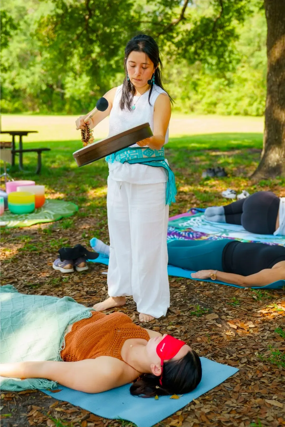 Sound healing session in nature